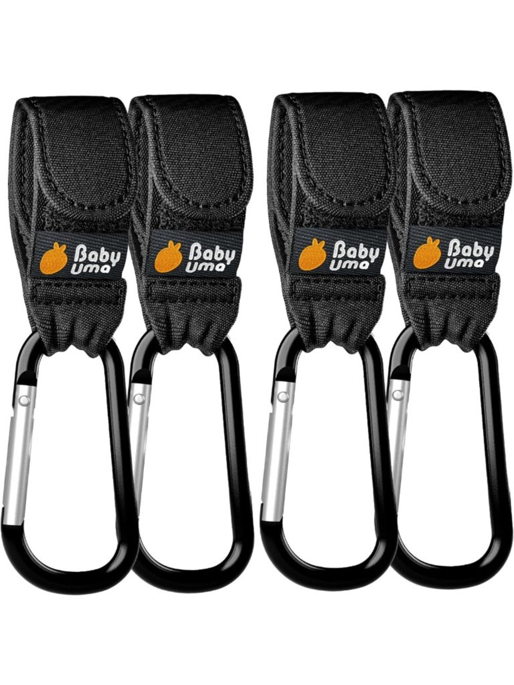 4-Pack Stroller Hooks for Diaper Bags - Adjustable Carabiner Clips, Carry 11 lbs